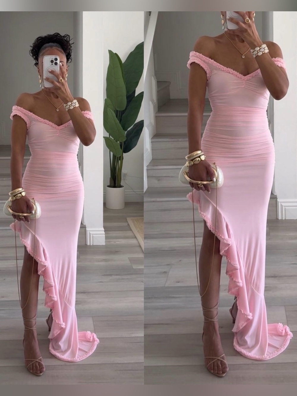 Pink Off the Shoulder Dress